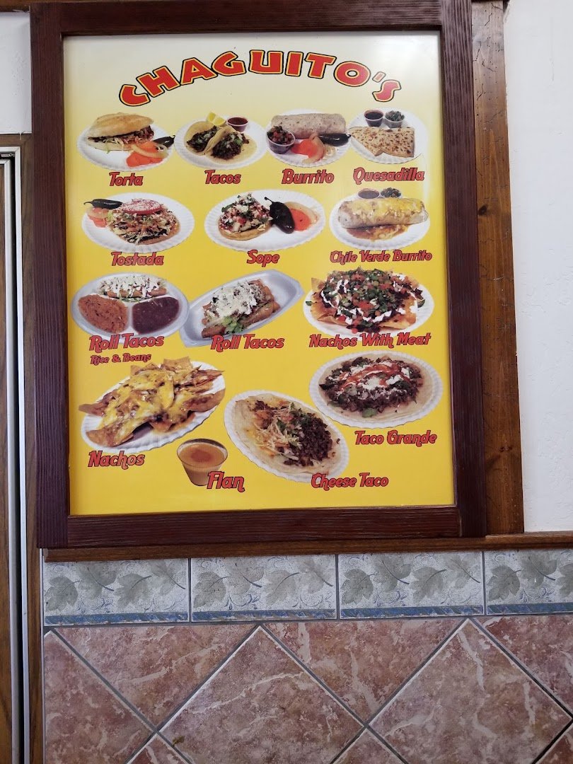 Mexican fast food spot with simple tables.